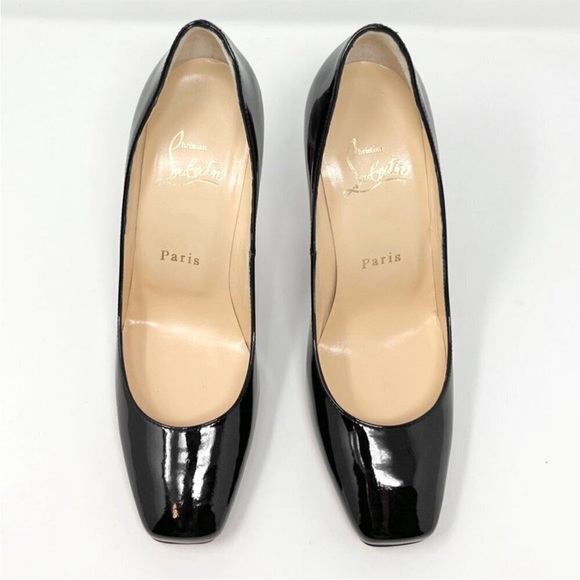 Christian Louboutin Particule Black Patent Leather 100mm Heels - Picture 2 of 8